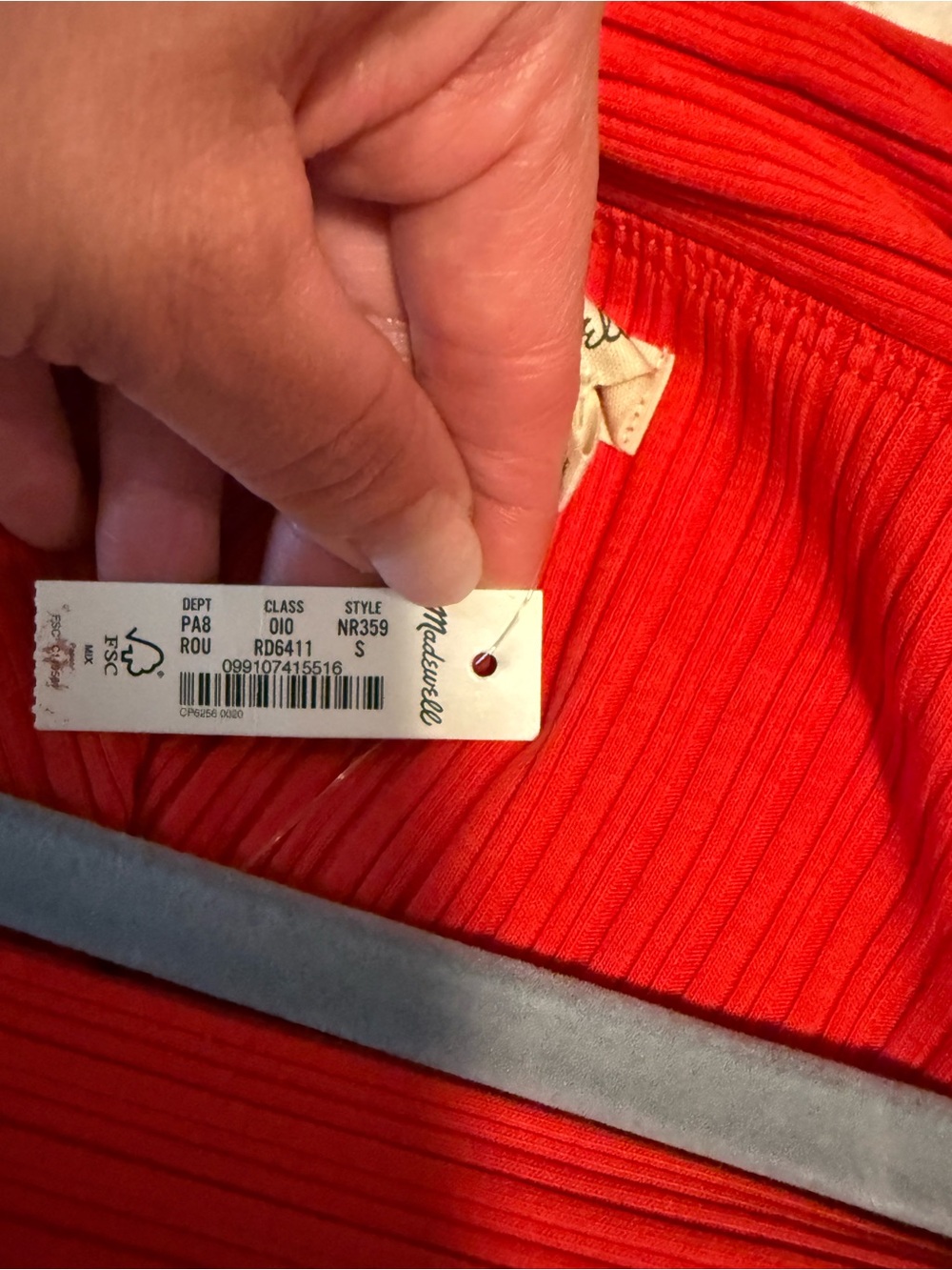 Madewell Off-Shoulder Ribbed Top - Red Orange - Picture 2 of 7